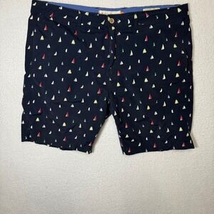 Tailor Vintage Shorts Mens 40 Blue Sailboat Print Greenwich Slim Fit 9" Inseam